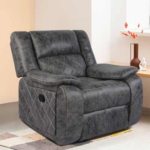 Image of Primrose Christie Single Seater Manual 1R Recliner Sofa | Recliner for Living Room Bedroom & Home Office (Grey)