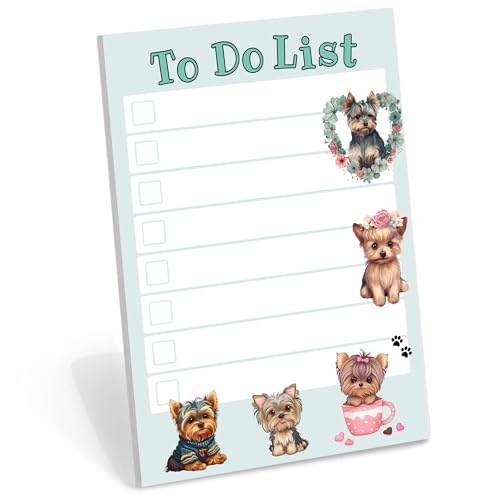 Image of DAILY RITMO Yorkshire Terrier Sticky to Do List Notepad - Cute Kawaii Yorkie Gift for Dog Lovers Women | Office School Supply Sticky Notes 4 inchx6 inch 50 Pages