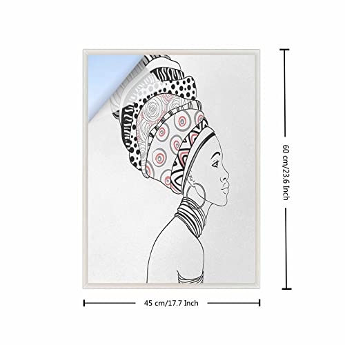 Stained Glass Window Film African No Glue Opaque Static Film Decorative Privacy Window Film Static Cling (17.7 X 23.6 Inch, Grey White) #TOP1