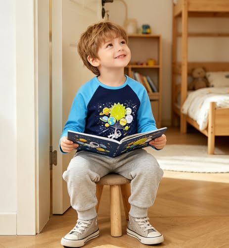 Image of Boys Construction Long Sleeve Raglan T-Shirt for 2-6 Years | Casual Tee For School, Holiday, Playdates Outdoor Trips, Cool Shirt for Truck-Loving Toddlers