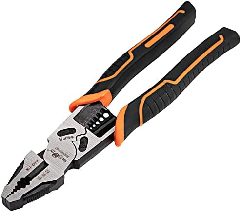 VANJOIN Linesman Combination Pliers, Professional 9 inch Screw Pliers Multitools with Wrench Wire Stripper Crush Crimper Side Cutter Winding Function, Screw Gripping Remover Pliers Hand Tool (9 inch)