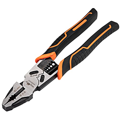 Vanjoin Linesman Combination Pliers, Professional 9 Inch Screw Pliers Multitools With Wrench Wire Stripper Crush Crimper Side Cutter Winding Function, Screw Gripping Remover Pliers Hand Tool (9 Inch) #TOP1