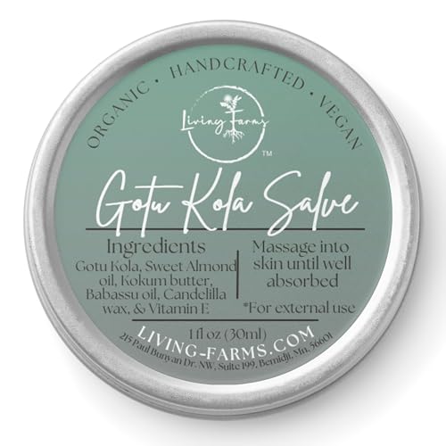 Living Farms Gotu Kola Salve - Centella Asiatica - Organic Collagen Support - Hair Growth Wound Healing Scars Skin Regeneration - Handmade in The USA