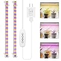 Grow Lights for Indoor Plants Full Spectrum, Grow Light Strips with Auto Timer 3/6/12 H, Plant Lights with Red Blue White LEDs, 3 Lighting Modes,5 Dimmable Levels, 2 Packs,Updated Controller