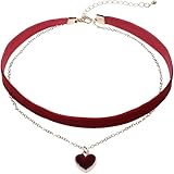 BrambleCo Red Choker Necklace - choker necklaces for women - Adjustable Layered Necklaces