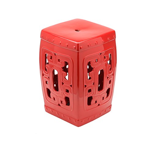 BANCO de CERÂMICA P/JARDIM GARDEN STOOL 33 x 33 x 47 cm, Vermelho
