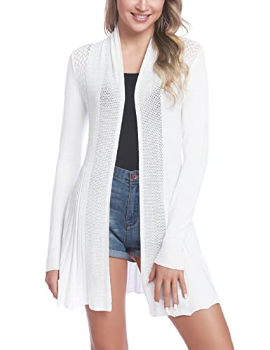 iClosam Strickjacke Damen Lang Elegant Casual Sommer Cardigan Langarmshirt Wasserfall Strickmantel