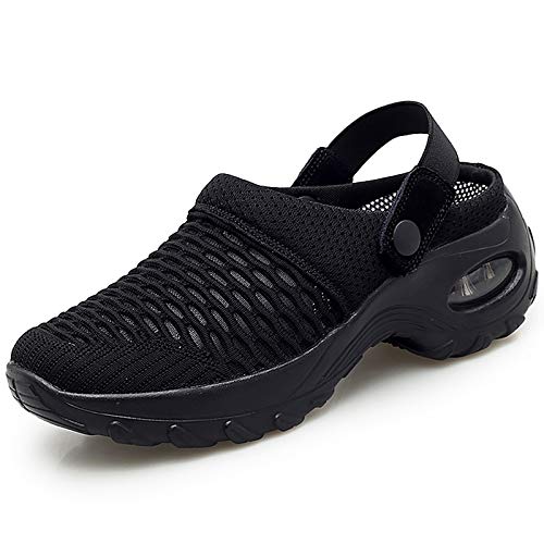 Image of Trsorini Mules Clogs for Women Summer Air Cushion Platform Mesh Mules Sneaker Sandals for Female Lightweight Beach Shoes Outdoor Slippers Walking Shoes