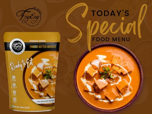 Image of FzyEzy Freeze-Dried Jain Paneer Butter Masala - 75g | Instant Jain Indian Cuisine | Authentic No Onion, No Garlic Paneer Butter Masala Gravy | Jain Vegetarian Gourmet Delight | Ready-to-Eat | Gluten-Free | Preservative-Free Meal
