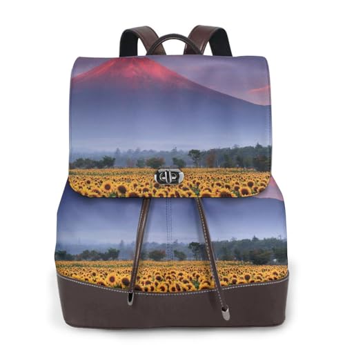 Sac à dos femme imperméable et antivol Mountain imprimé tournesol noir