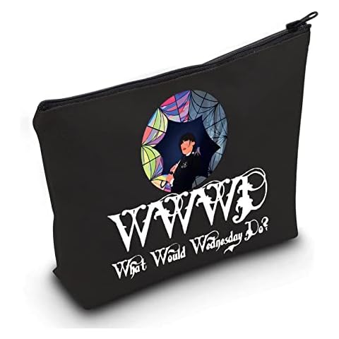 LEVLO Addams Movie Theme Cosmetic Make Up Bag Jenna Ortega Fans Gift What Would Wednesday Do Make Up Zipper Pouch Bag for Women Girls (WWWD) Cover