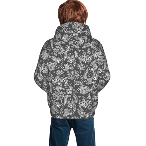 Ocean with Fishes Kid Hoodies Boys Sweatshirts Girls Pullover with Pocket4