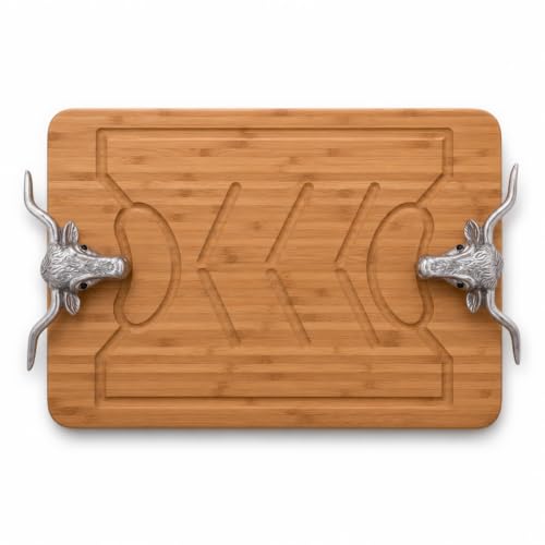 Tabla para cortar rectangular de bambú con mango 50.8x33.02 cm miniatura 1