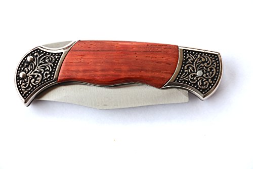 GIFTS INFINITY Rosewood Deco Grip Pocket Knife - Folding Hunting Knife Gift