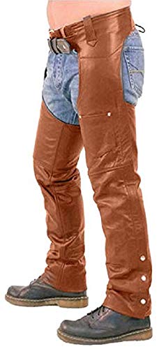 Mens Real Black Leather Chaps Motorcycle Bikers Chaps Trouser Pants Jeans