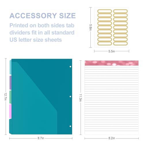 Image of 3 Ring Binder, 0.75 Inch Binder Organizer with 5 Tab Dividers, File Folder Labels, A4 Memo Pad & to Do List Planners for Women, Men, School Supplies and Office Supplies, Word Hard