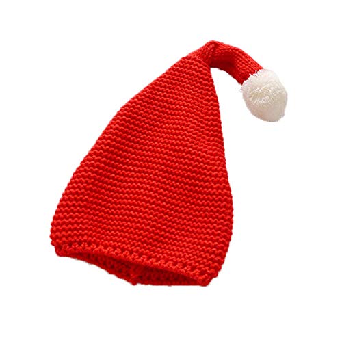 Scrox 1x Peluche Gorra Bebé Niños Niñas Manual Punto Sombrero Colgante Largo Bola Dibujos Animados Algodón Gorritas Otoño Invierno Lindo Elfo Gorro de Croché Caliente Beanie (Rojo)