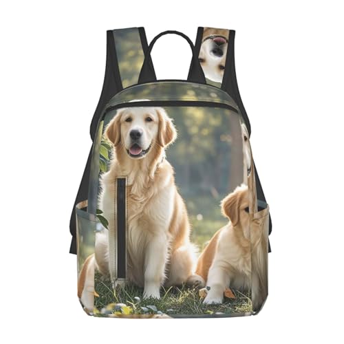 Backpack 14.7 inch Lightweight Large Bookbag Golden Retriever dogs puppies pets Daypack for Travel Office Work