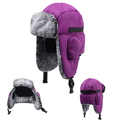 ZffXH Invierno Caliente Earflap Gorra Bomber Hat Trapper Gorro Ruso Ushanka Cap Nieve Impermeable Hombres Mujer Chicas Cover