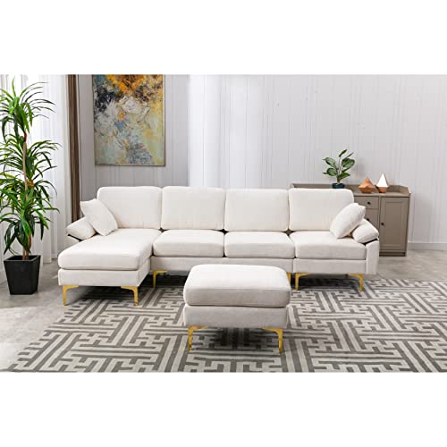 Image of Nathan 6 Seater L Shape Sofa with Centre Table | 6 Seater Sofa Set for Living Room | Premium Fabric Sofas