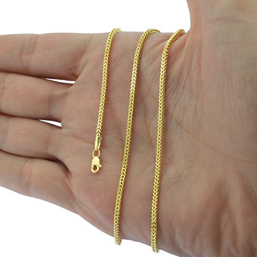 Nuragold 14k Yellow Gold 1.8mm Franco Wheat Spiga Foxtail Chain Pendant Necklace, Mens Womens Lobster Clasp 14" 16" 18" 20" 22" 24" - Image 4