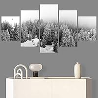 SIGNWIN 5 Panel Canvas Wall Art Duotone Forest for Home Decorations Ready to Hang - 60