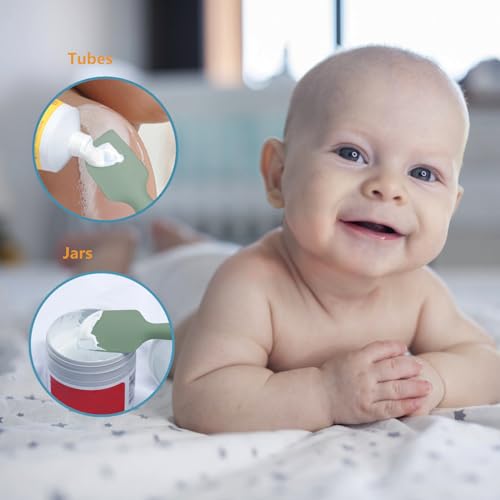 Baby Diaper Cream Spatula Applicator, 4 Pack Baby Butt Paste Spatula Diaper Cream Brush for Newborn Baby, 2 Large and 2 Mini Sizes (Green, gray)