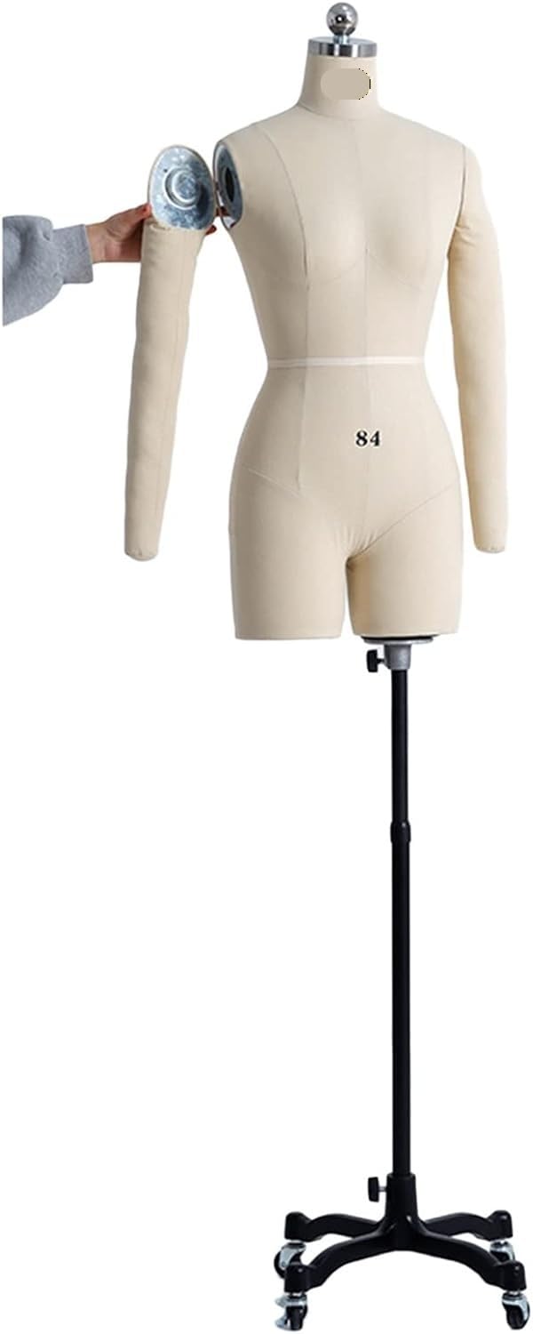 Female Dress Forms for Sewing with Arms, Adjustable Pinnable Mannequin Torso Stand on Wheels(XX-Large)