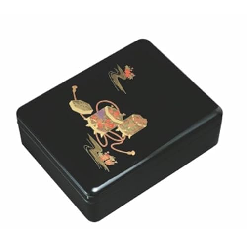 紀州漆器 新丸型文庫DX 黒 平安物語[YG340]