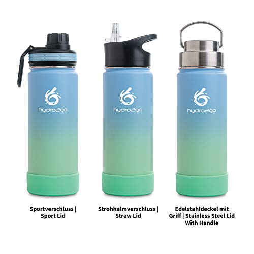 hydro2go Stainless Steel Water Bottle 530ml, BPA-free, keeps drinks hot 12H & cold 24H, for kids school, sports & outdoor - Image 4