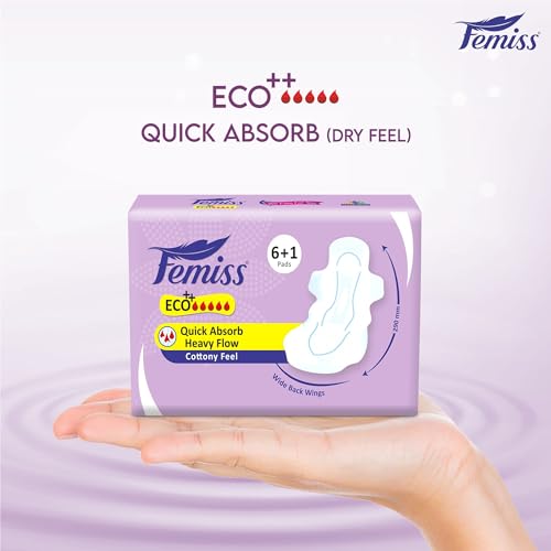 Image of Soft & Rash Free Sanitary Pads (42 PCS) for Women |Quick Absorption|Heavy Flow Champion|Leakage-Proof|Eco+Trifold pads(XL-Size, 290 MM, 6+1 Pads Each, (Pack of 6)