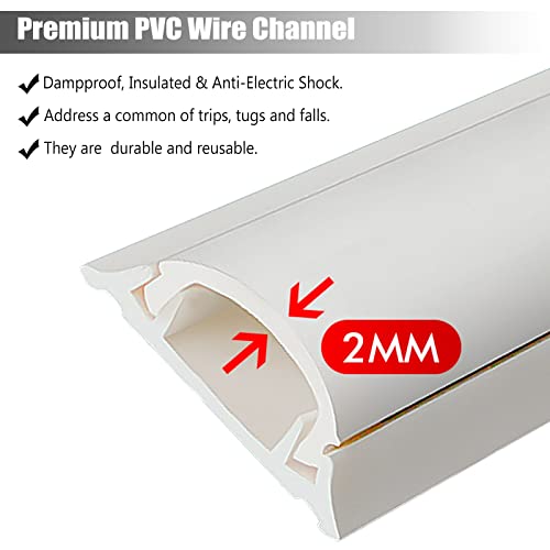Canaleta para cables ZJMAMA blanca, protectora contra incendios para piso y pared, recubrimiento pintable para cables en hogar, oficina y ferias (45 x 16 mm) miniatura 2
