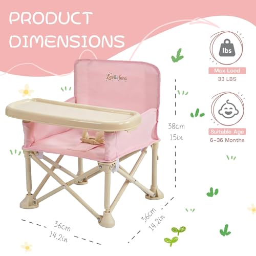 Image of Portable Baby Chair,Portable 3-in-1 Baby Booster Seat with Tray,Folding Toddler High Chair for Travel,Camping, Home & Dining, Easy to Clean & Store, Safe with Child Safety Belt Carry Bag(Pink)