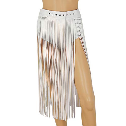 Women's Faux Leather Adjustable Waistband Fringe Tassel Skirt Strappy Hippie Boho Belt2