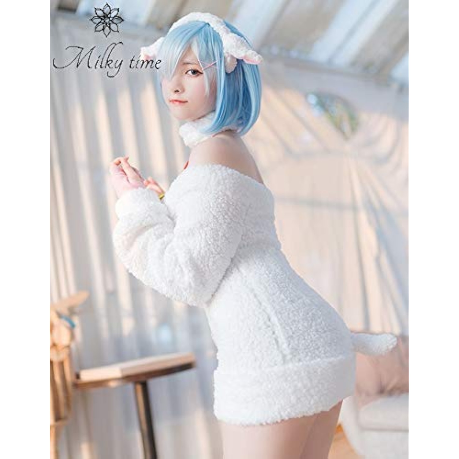 [milky time] ウィッグ付き Re:ゼロから始める異世界生活 リゼロ レム コスプレ ハロウィン 羊 おおかみと七匹の子ヤギ (レム,子ヤギ) 詳細画像4