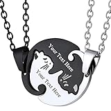 Cat Ying Yang Necklace Pendant Customized Name Couple Lover Women Men Friendship Necklaces Matching Cute Puzzle Cats