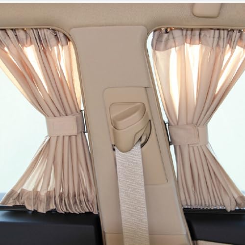 2Pcs Removable Slidable Car Sunshade Window Shades Beige