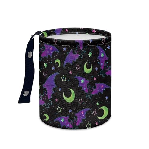 Image of Pensura Car Trash Can Adjustable Buttons Camping Trash Can Collapsible Accessories Universal Purple Halloween Bat Hanging Car Garbage Bag for Women Interior for Most Cars
