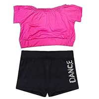 ZUYPSK Conjunto de 2 peças de collant atlético para meninas, sem mangas, com shorts, ginástica, dança, esportes, treino, outfts, Rosa dançante, 7-8