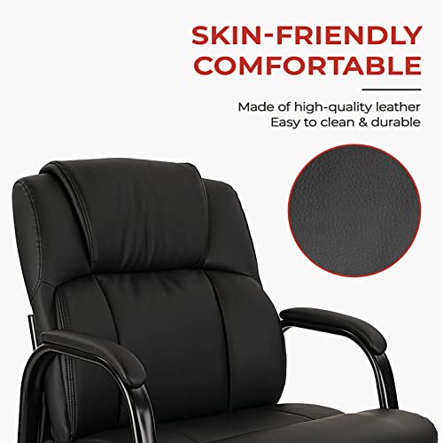 Clatina Leather Executive Desk Chair Side Reception Guest Chair With Padded Arm Rest For Office Meeting Conference And Waiting Room Black 2 Pack #TOP2