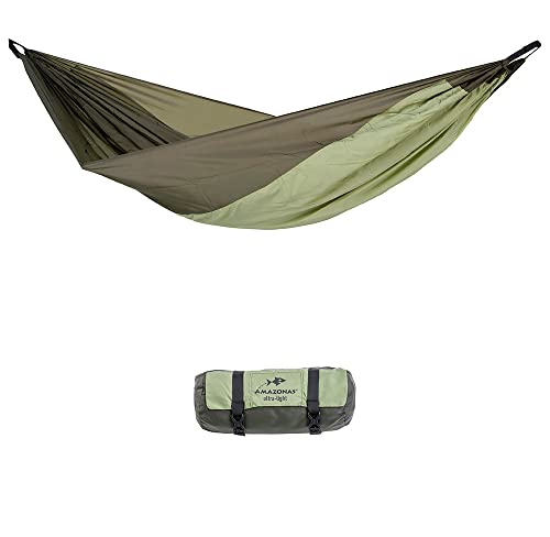 AMAZONAS Ultra léger Silk Traveller Thermo Hamac 520 g 275 x 140 cm Dimensions plié 20 x 6,5 cm jusqu'à 200 kg Vert