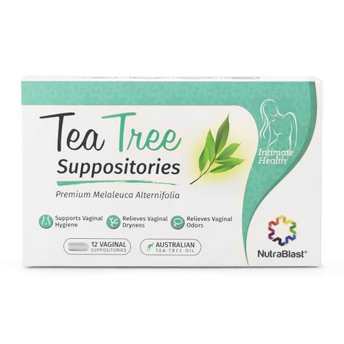 NutraBlast Tea Tree Oil Suppositories (12 Count) | All Natural Intimate Deodorant for Women | Restore Feminine Balance | Made in USA