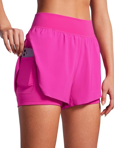 Amazon.com: CRZ YOGA 2 in 1 Dolphin Running Shorts for Women High