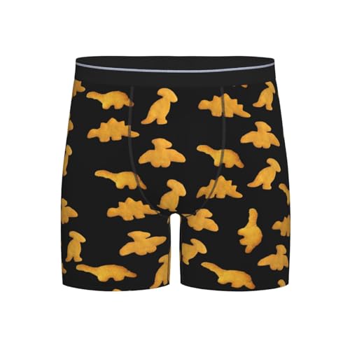 Cute Dinosaur Chicken Nuggets Men'S Boxer Briefs Soft Stretch Underwear Fashion Briefs For Men Teens