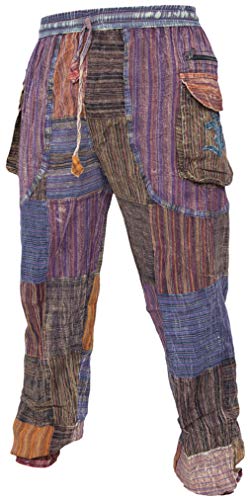 Gheri Men's Patchwork Peace Elastic Waist Hippie Gypsy Trousers3
