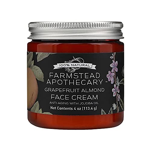 Farmstead Apothecary 100% Natural Anti-Aging Face Cream with Jojoba Oil, 4 oz (Grapefruit Almond)