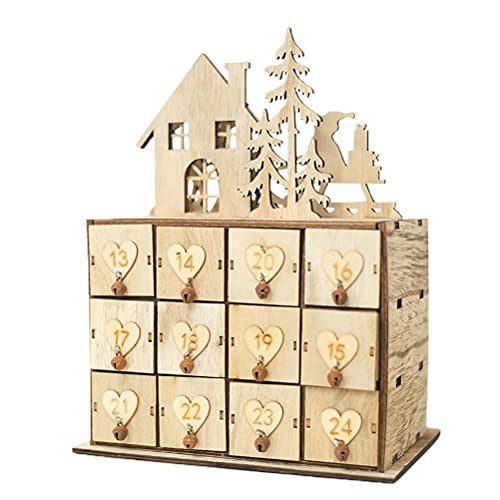Mify Calendrier de l'Avent en bois avec 24 tiroirs de rangement pour enfants Décoration de Noël Boîte à bijoux Cover