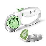 XINART 45mm Rotary Cutter for Fabric Safety Lock Ergonomic Classic Comfort Loop Fabric Small Rotary Cutter for Sewing Quilting Crafting (Extra 2pcs Replacement Blades Included)-Green