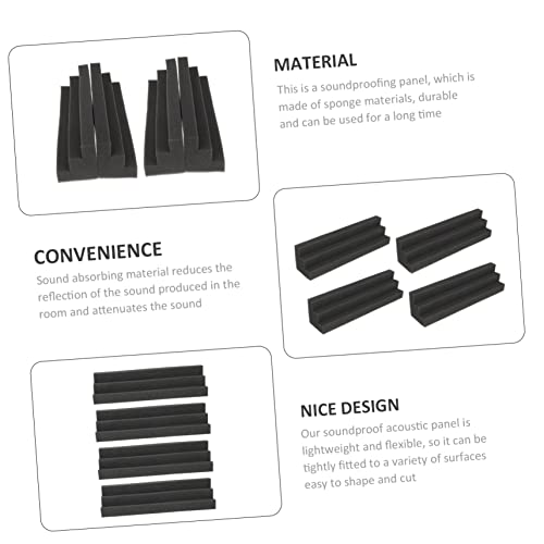 Paneles acústicos en cuña negros 4 piezas para absorción de sonido, montaje en pared, alta densidad para grabación, teatro en casa y reducción de ruido para juegos miniatura 4