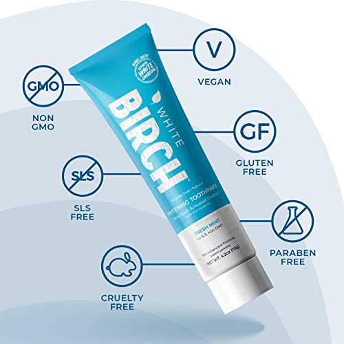 White Birch Activated White Charcoal Whitening Toothpaste- Professional Teeth Whitening Charcoal - Natural & Fluoride Free Oral Care (White Charcoal Toothpaste) #TOP2
